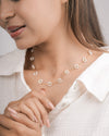Delicate Pearl Flower Necklace in Gold Tone