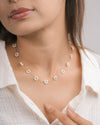 Delicate Pearl Flower Necklace in Gold Tone