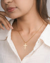 Delicate Cross Pendant Necklace in Gold Tone