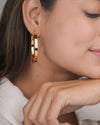 Modern Gold Toned Flat Hoop Earrings