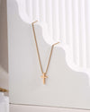 Delicate Cross Pendant Necklace in Yellow Gold Tone