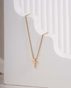 Delicate Cross Pendant Necklace in Yellow Gold Tone