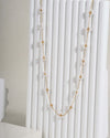 Delicate Pearl Flower Necklace in Gold Tone