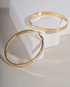 Modern Gold Toned Flat Hoop Earrings