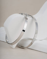 Modern Silver Toned Flat Hoop Earrings