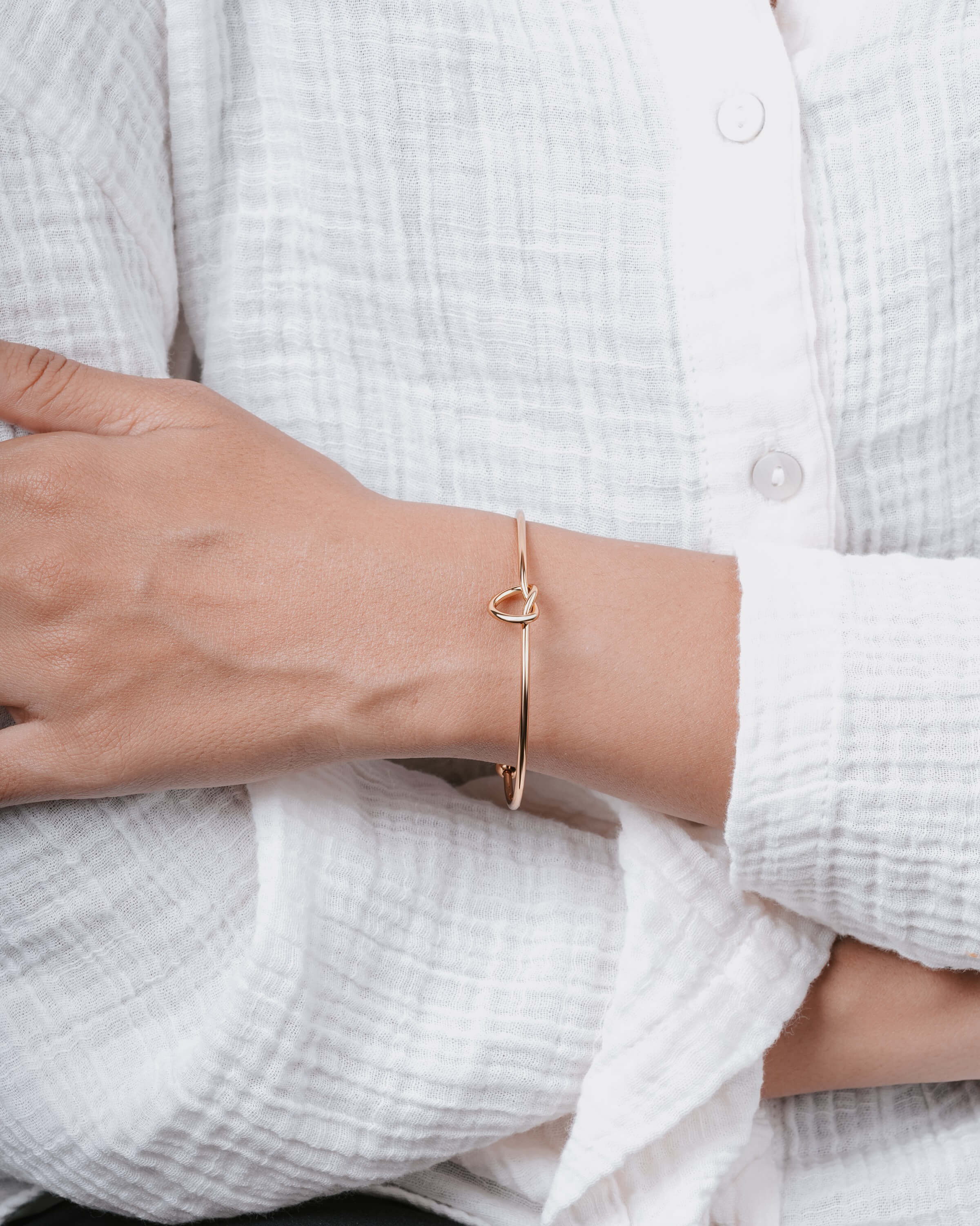 Minimalist Gold Knot Open Bangle Bracelet