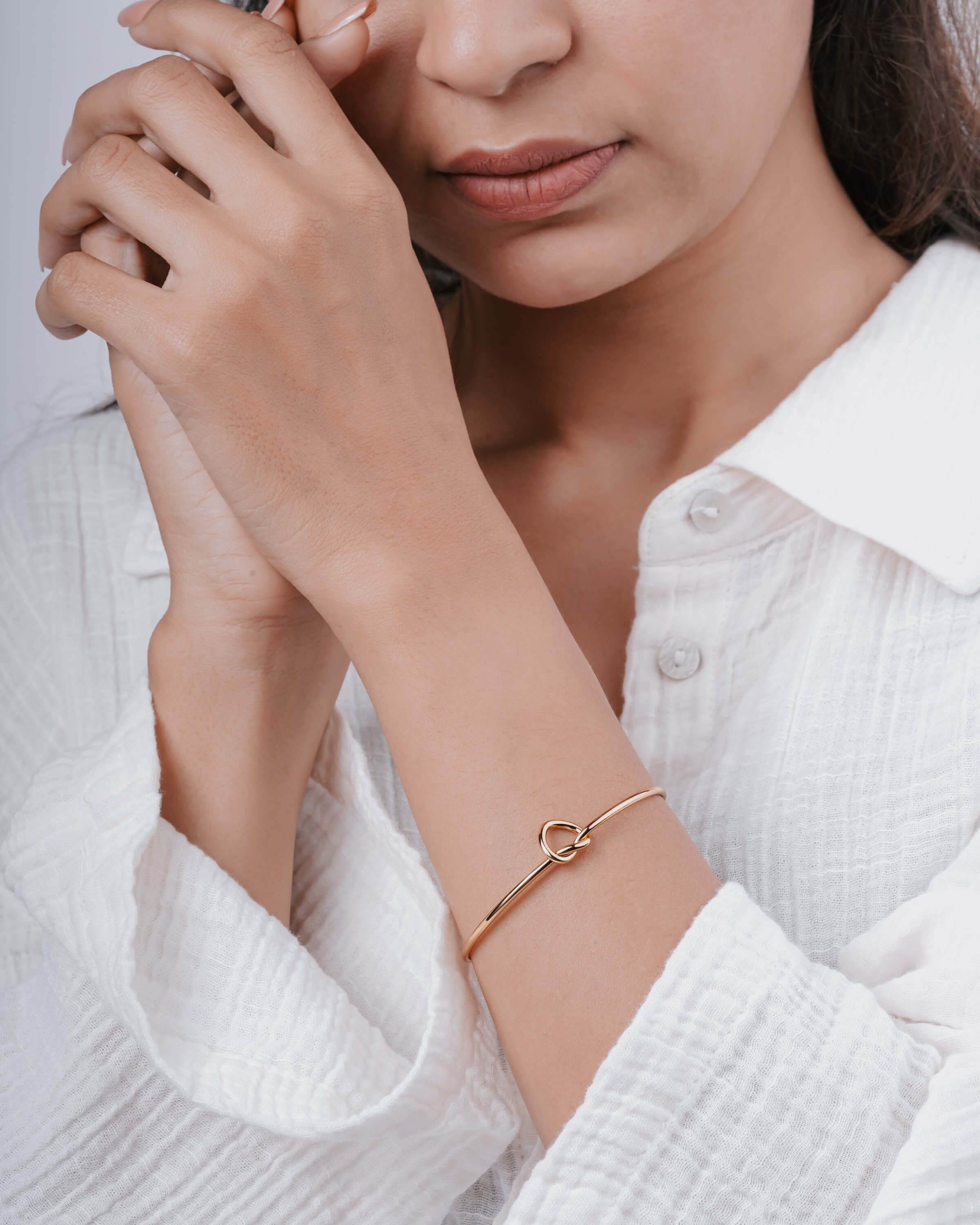 Minimalist Gold Knot Open Bangle Bracelet