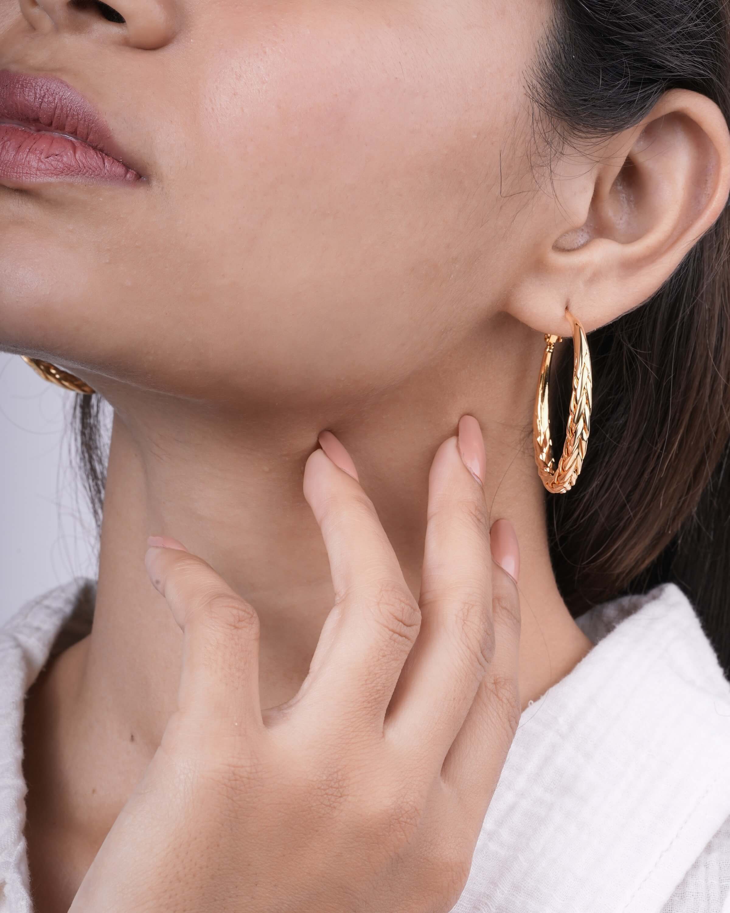 Gold Twisted Woven Hoop Earrings