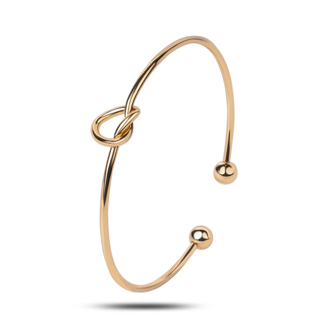 Minimalist Gold Knot Open Bangle Bracelet