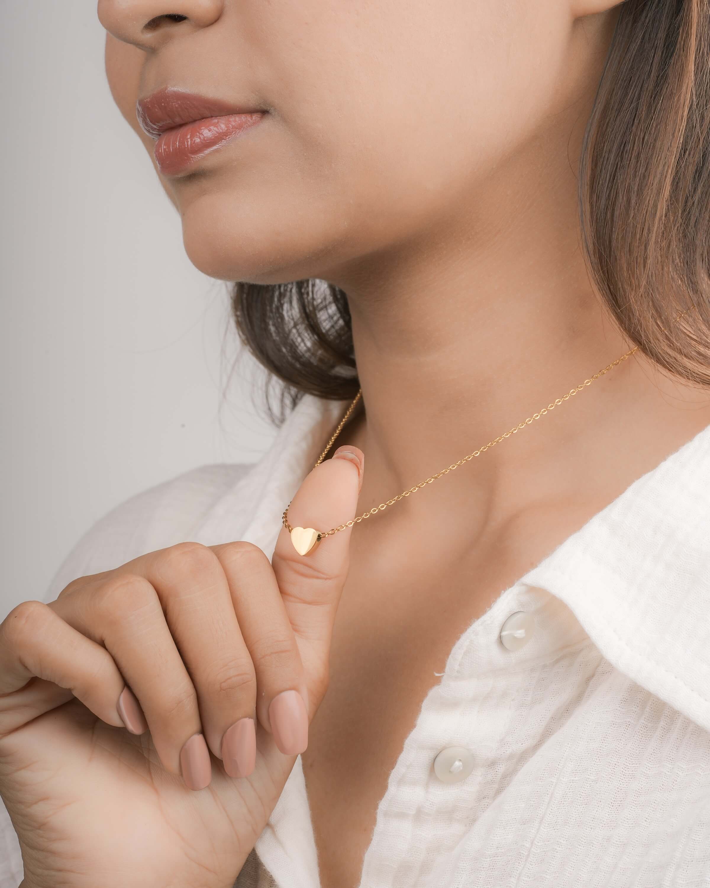 Delicate Heart Pendant Necklace in Gold Tone