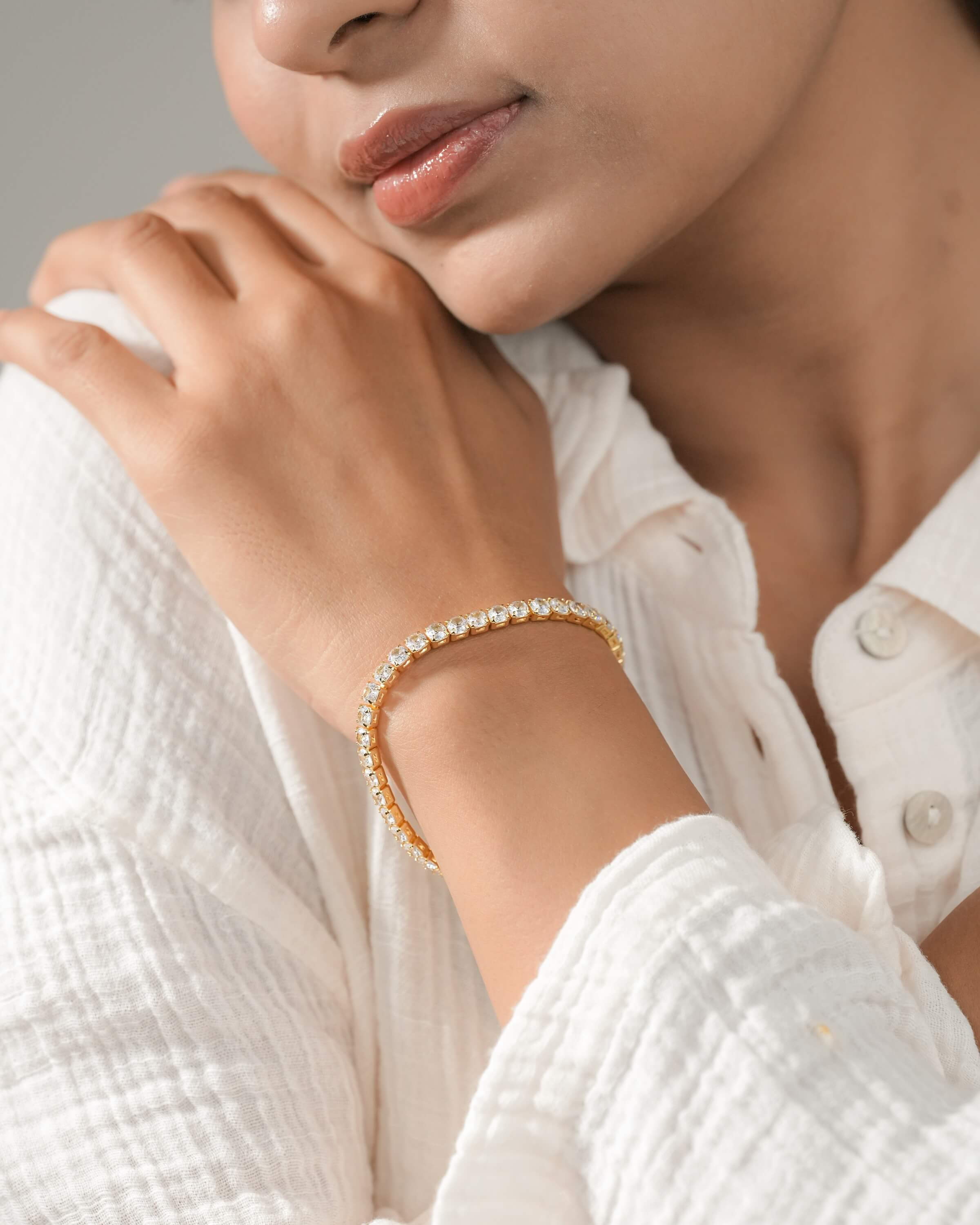 Square Cut Crystal Tennis Bracelet
