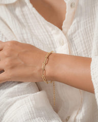 Modern Paperclip Chain Bracelet in Gold Tone