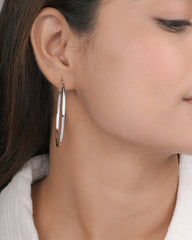 Modern Silver-Toned Flat Hoop Earrings