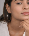 Modern Silver-Toned Flat Hoop Earrings