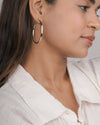 Modern Silver-Toned Flat Hoop Earrings