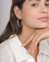 Silver Toned Braided Woven Hoop Earrings