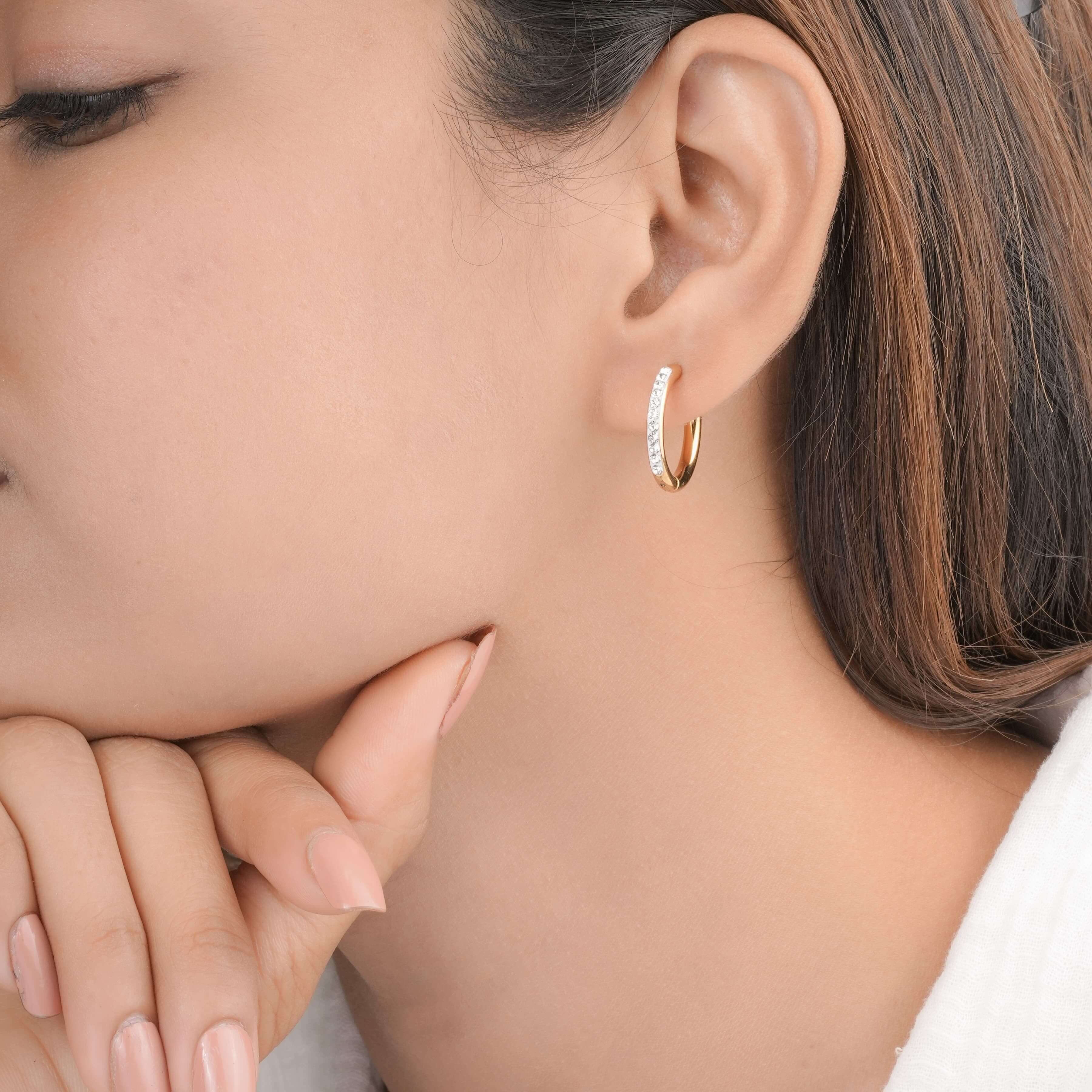 Pavé-Style Gold Hoops