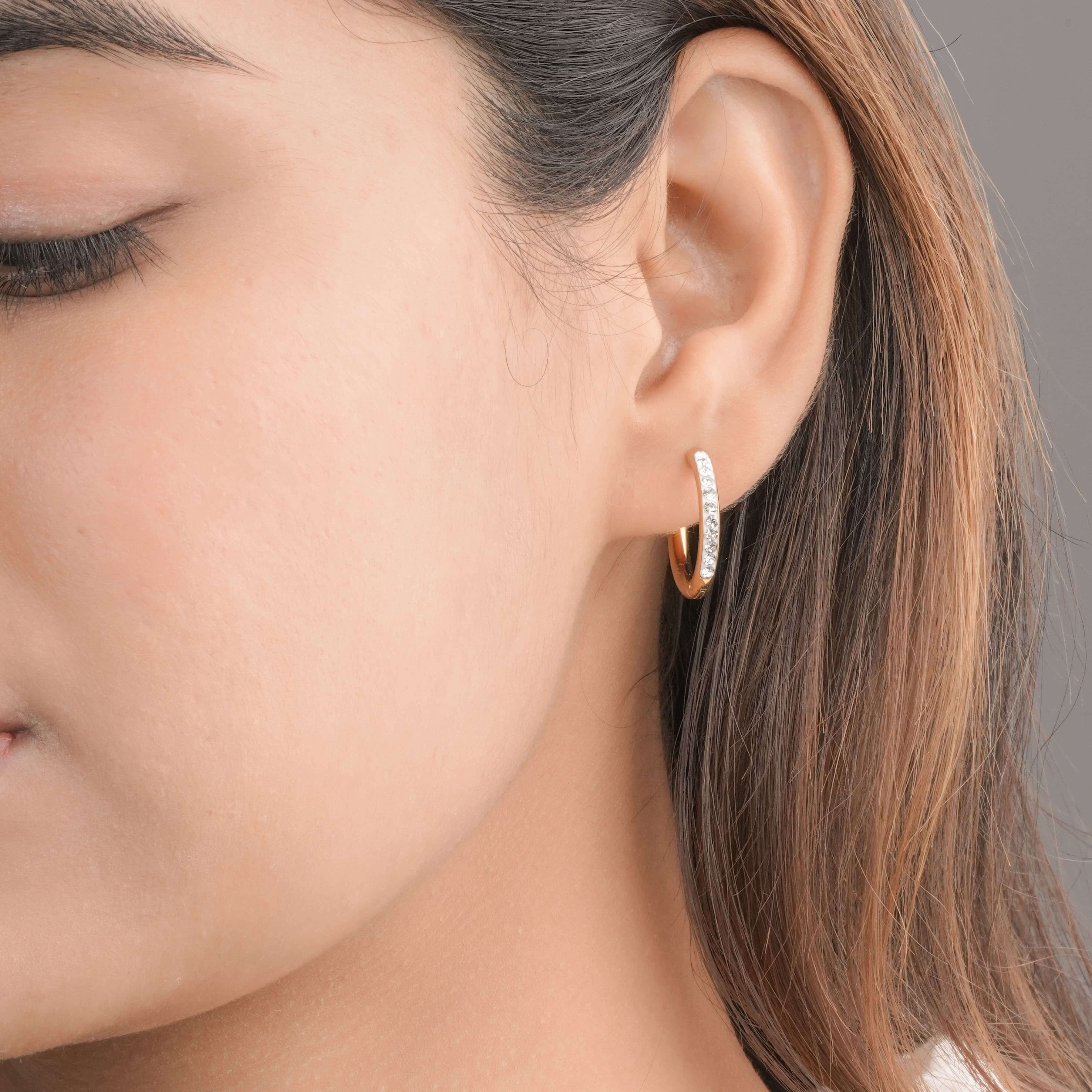Pavé-Style Gold Hoops