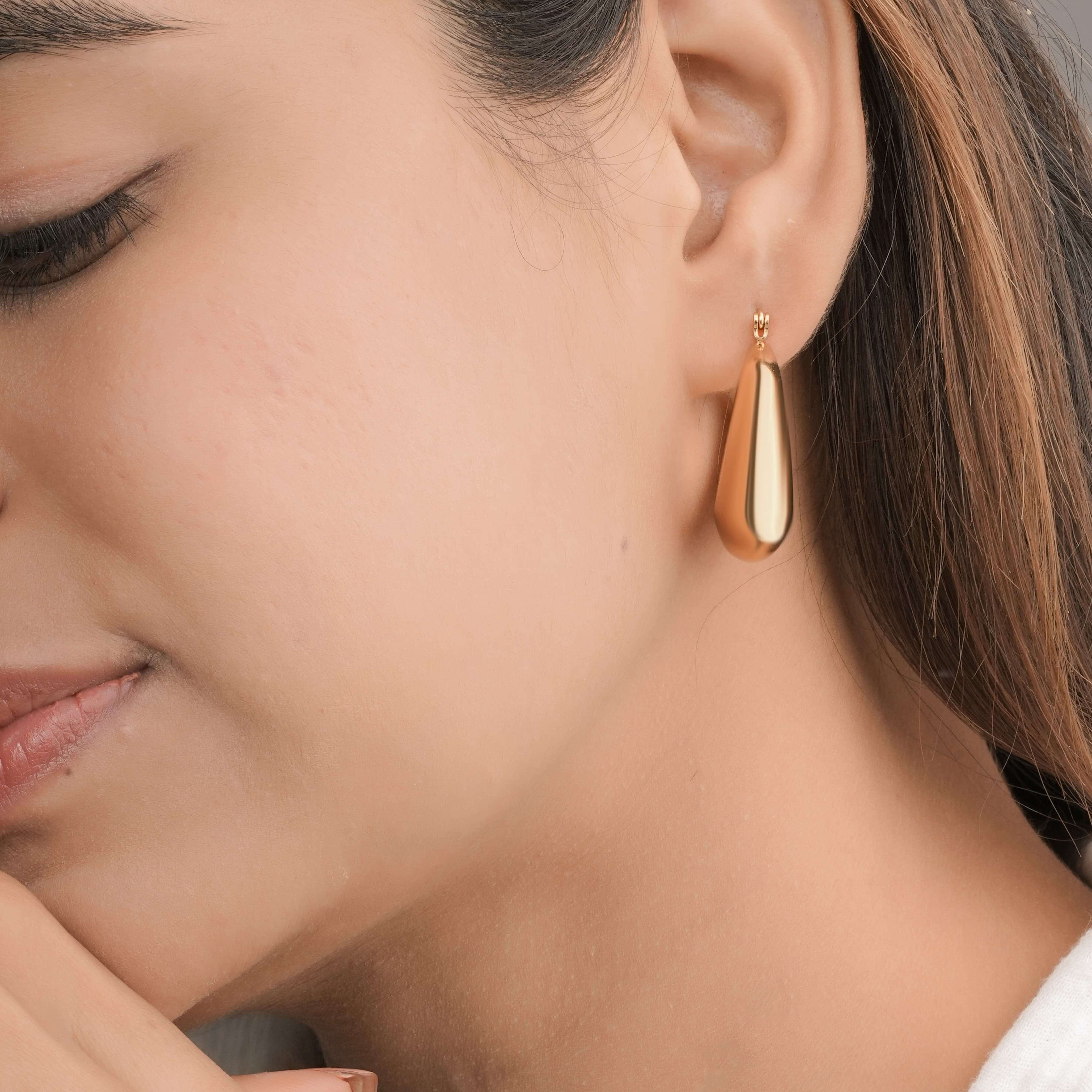 Luxe Domed Gold Hoop Earrings
