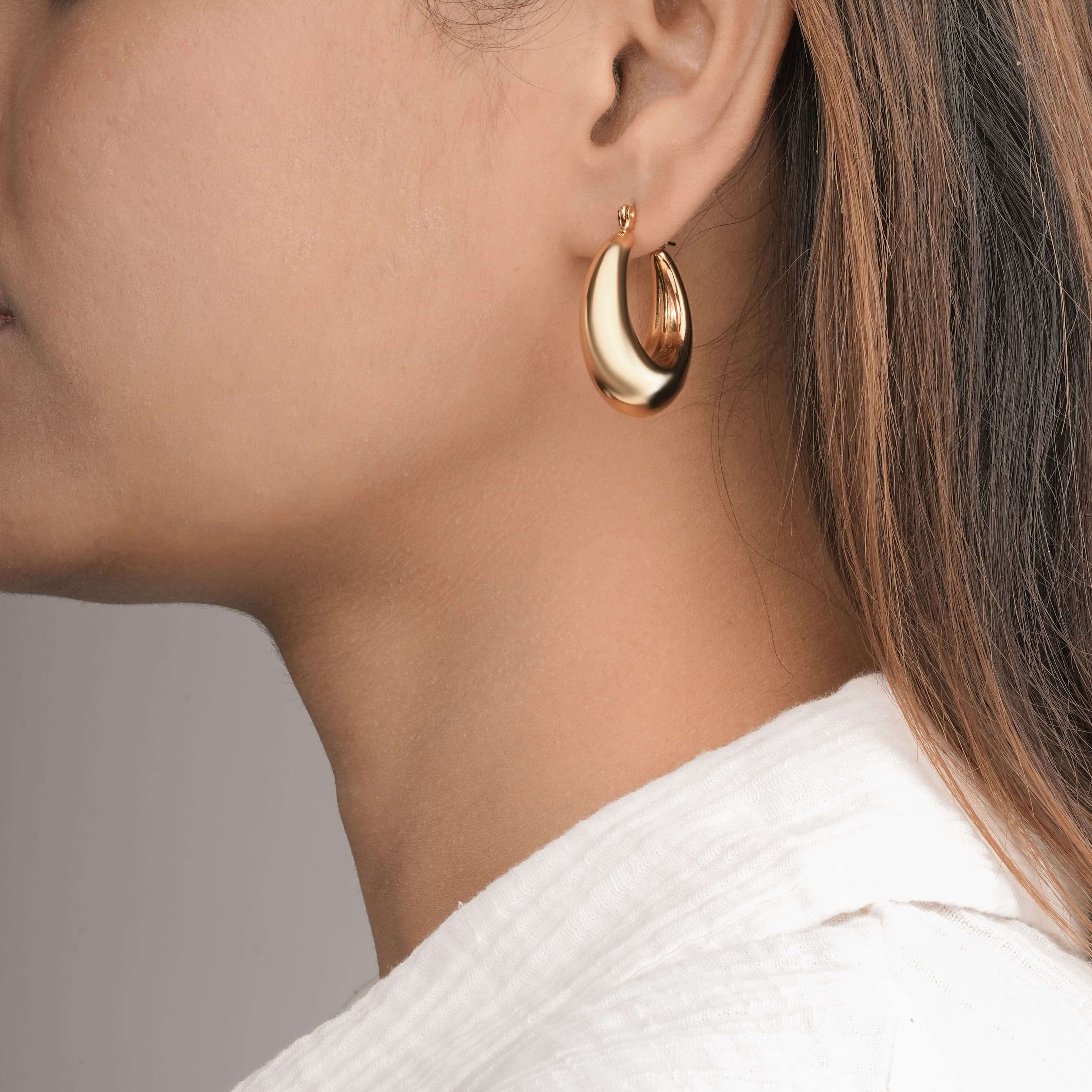 Luxe Domed Gold Hoop Earrings