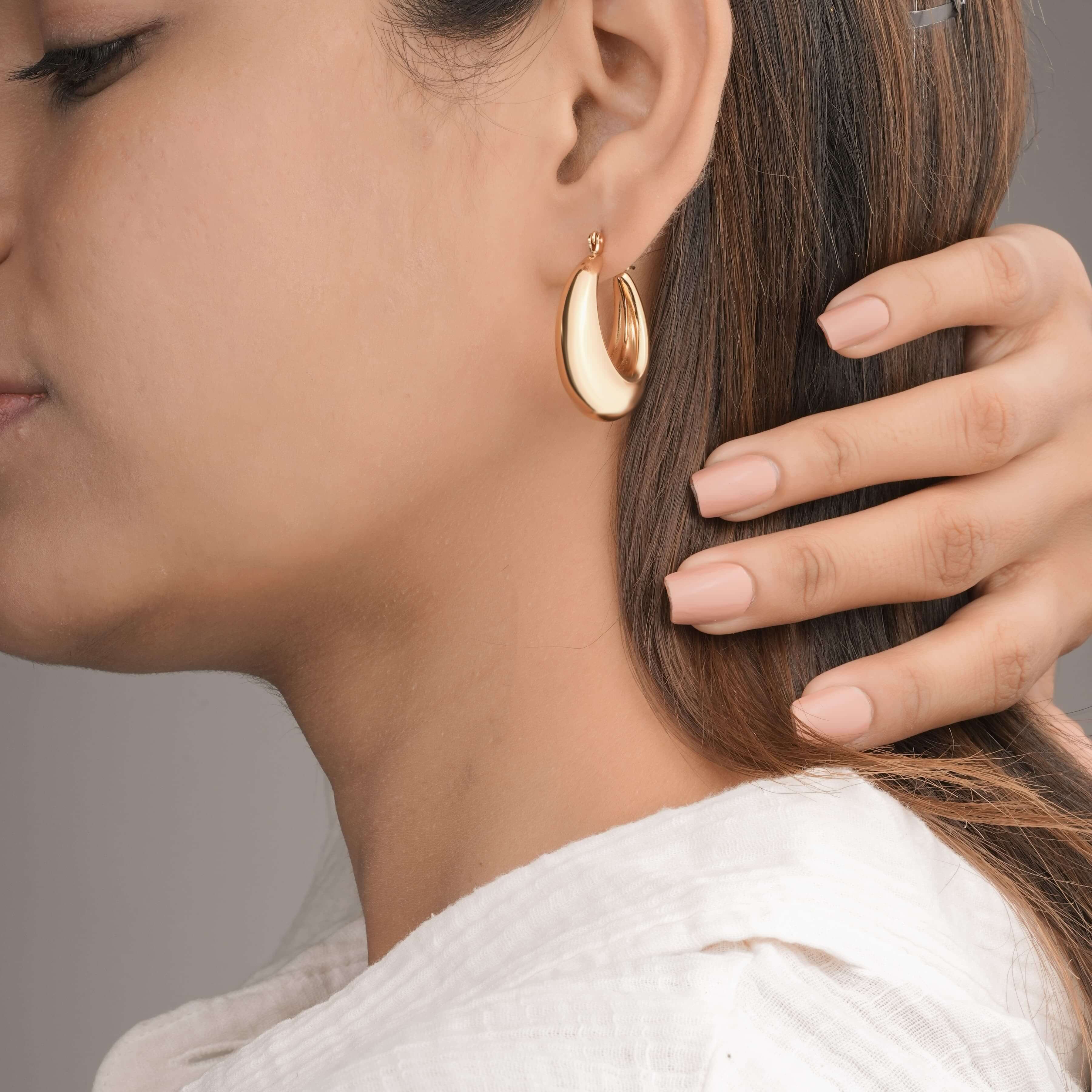 Luxe Domed Gold Hoop Earrings