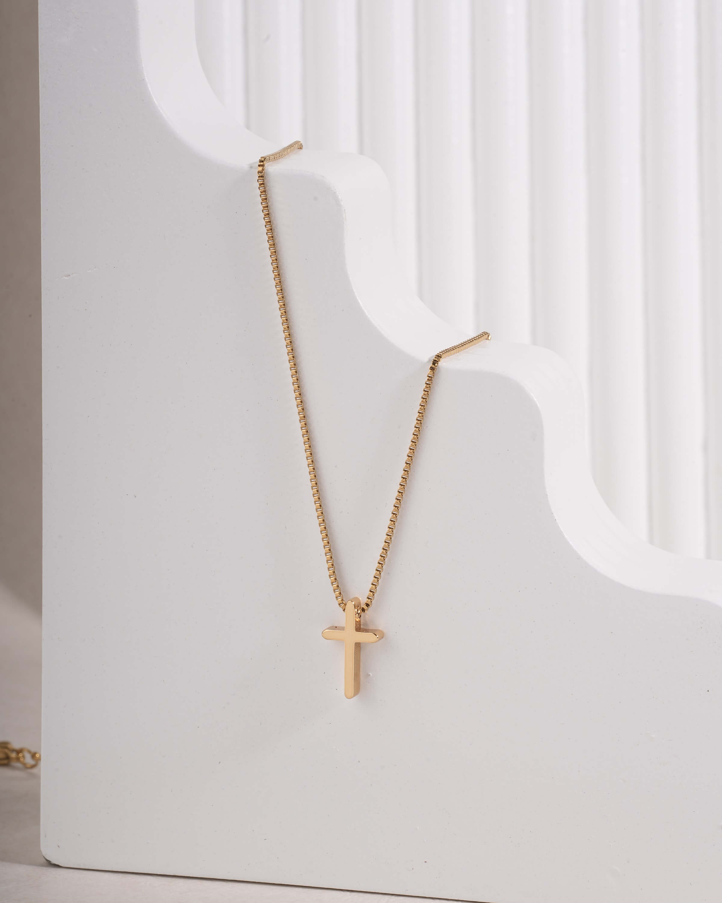 Delicate Cross Pendant Necklace in Yellow Gold Tone