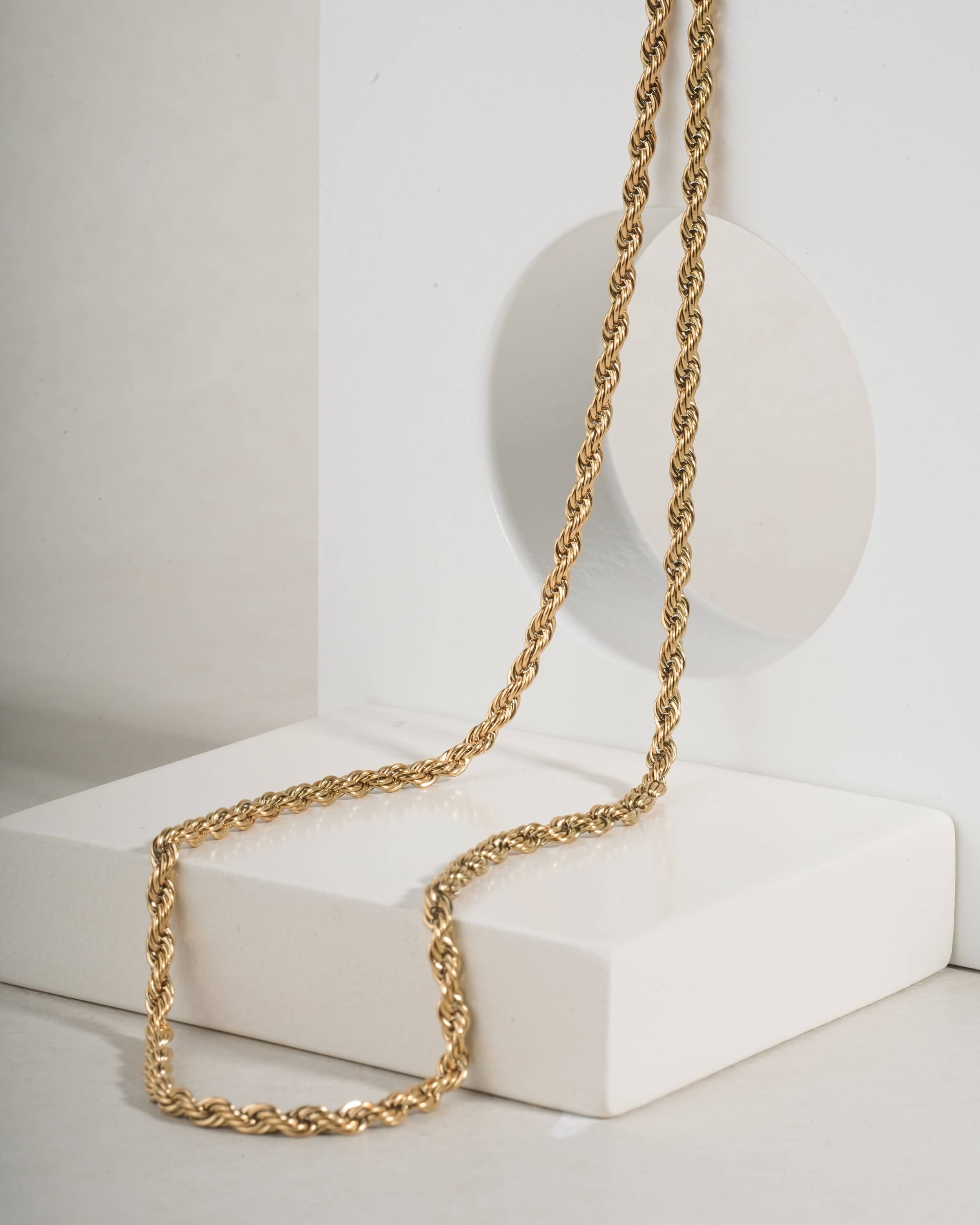 Classic Rope Chain Necklace in Gold Tone