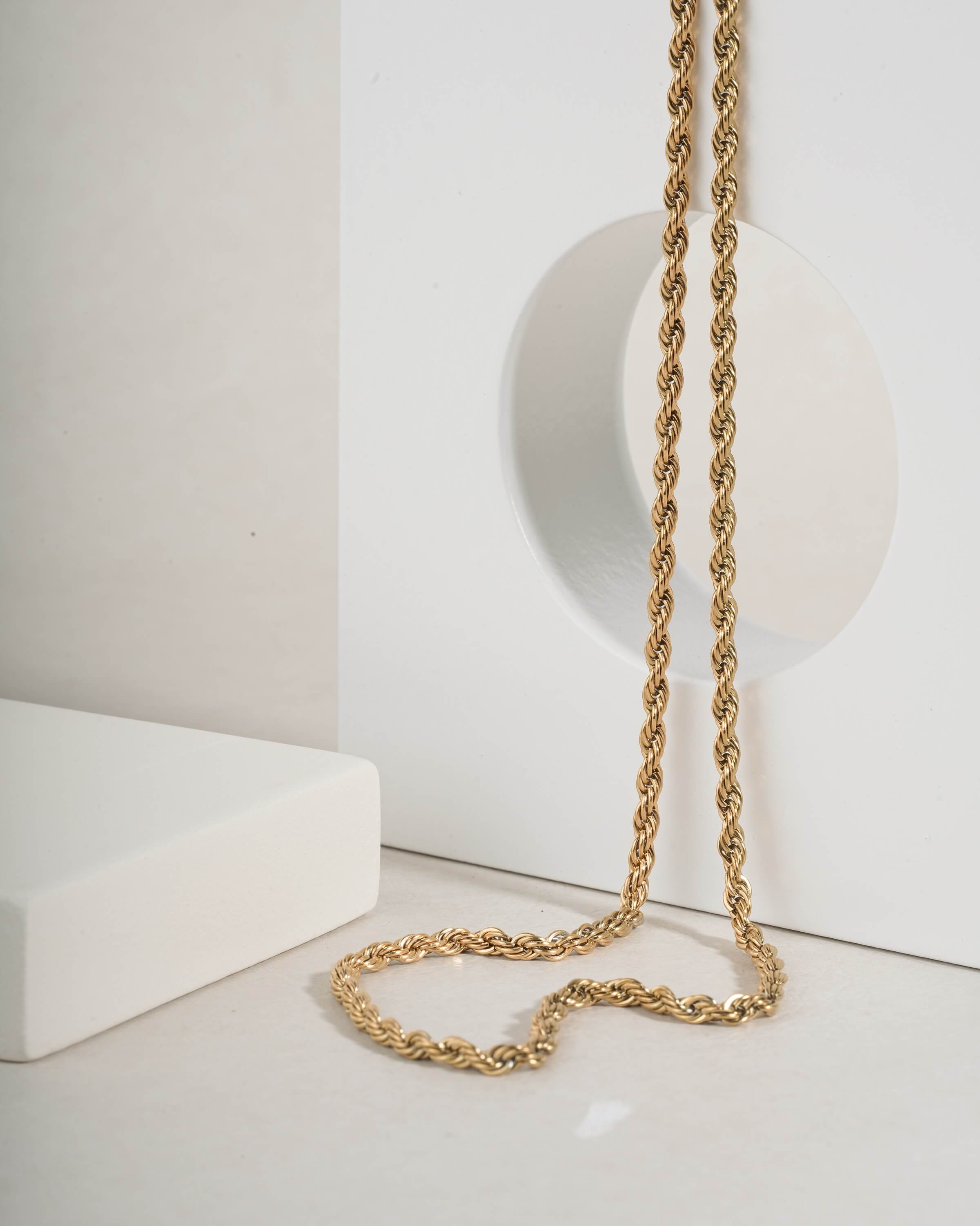 Classic Rope Chain Necklace in Gold Tone