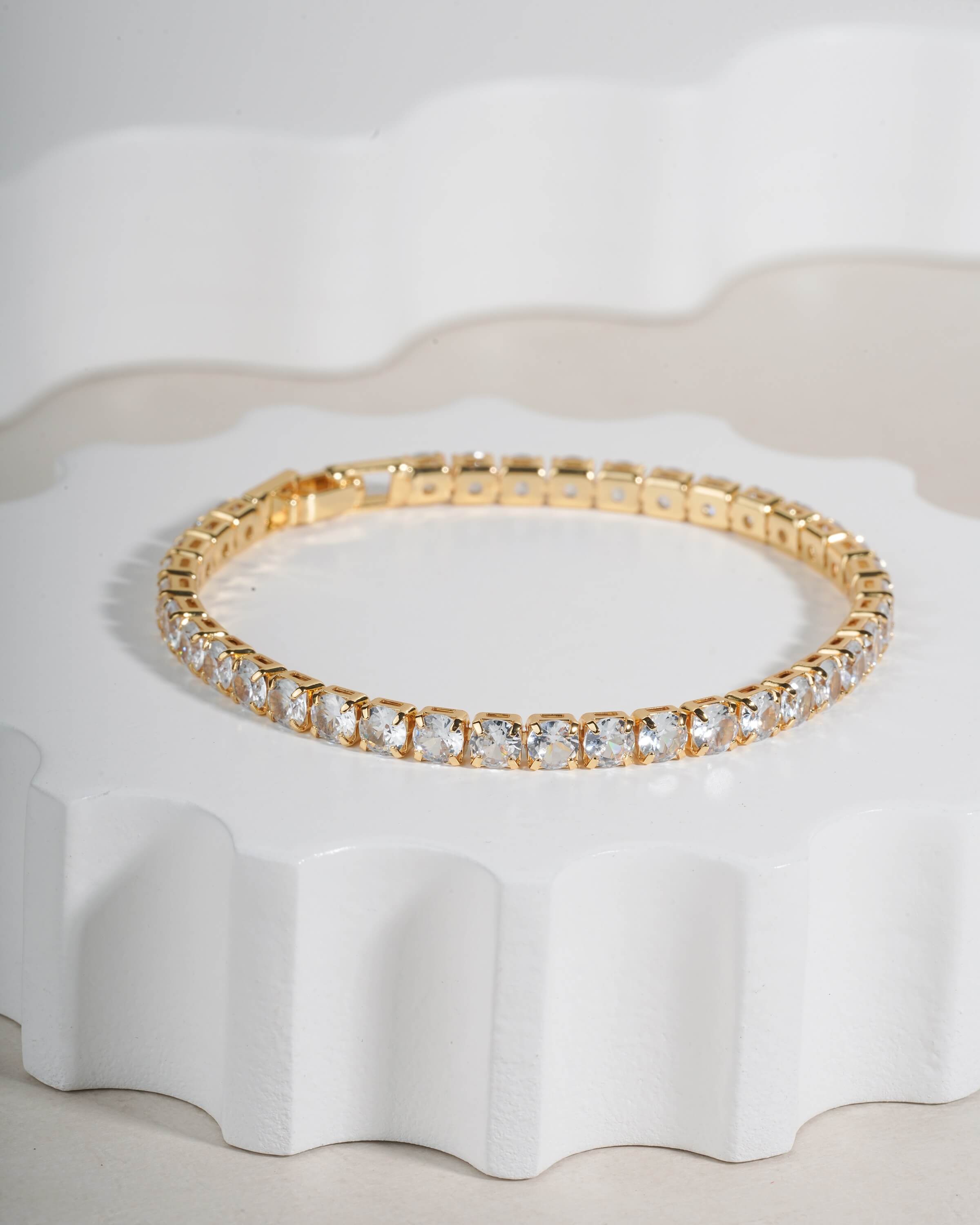 Square Cut Crystal Tennis Bracelet