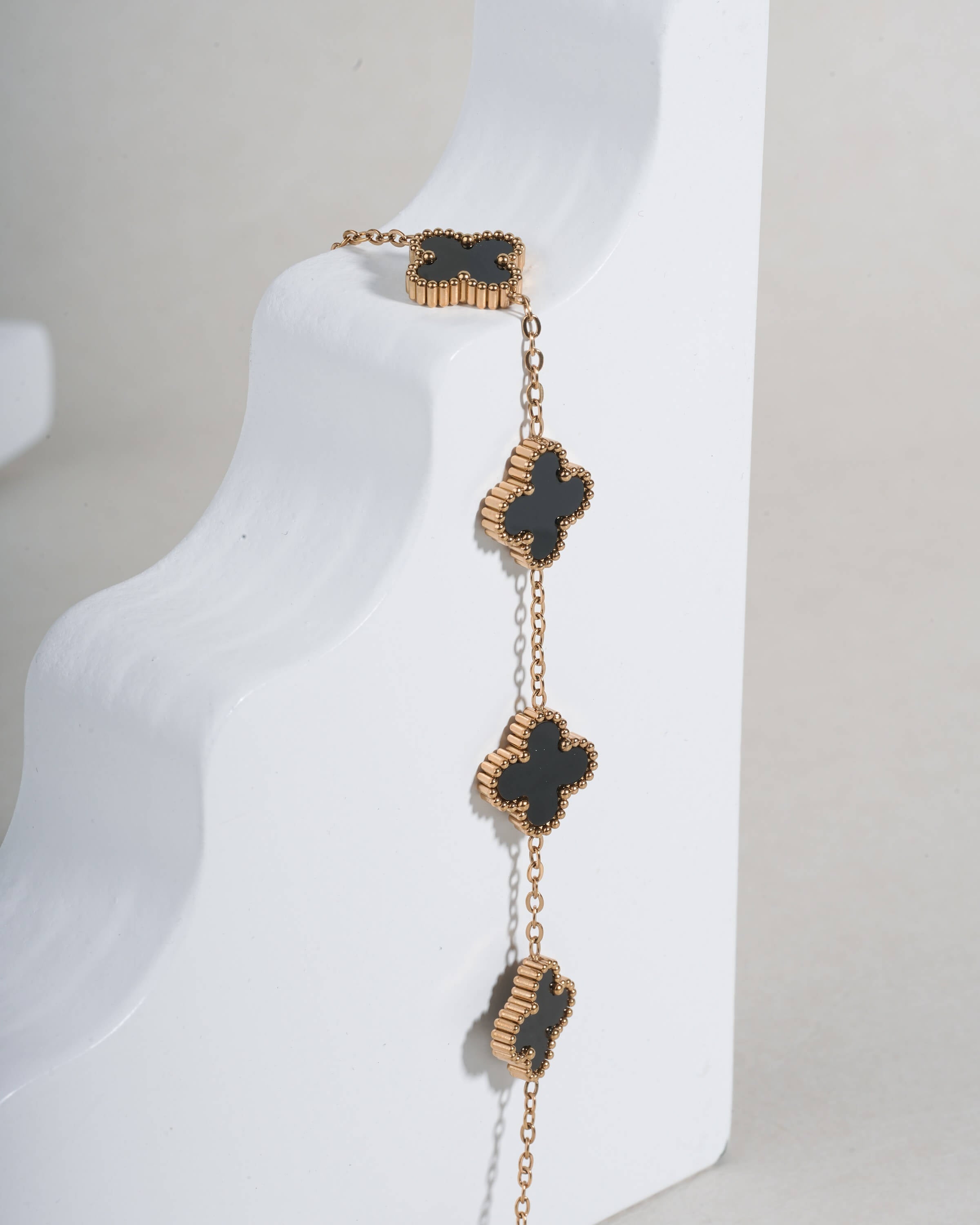 Lucky Black & Gold Clover Bracelet