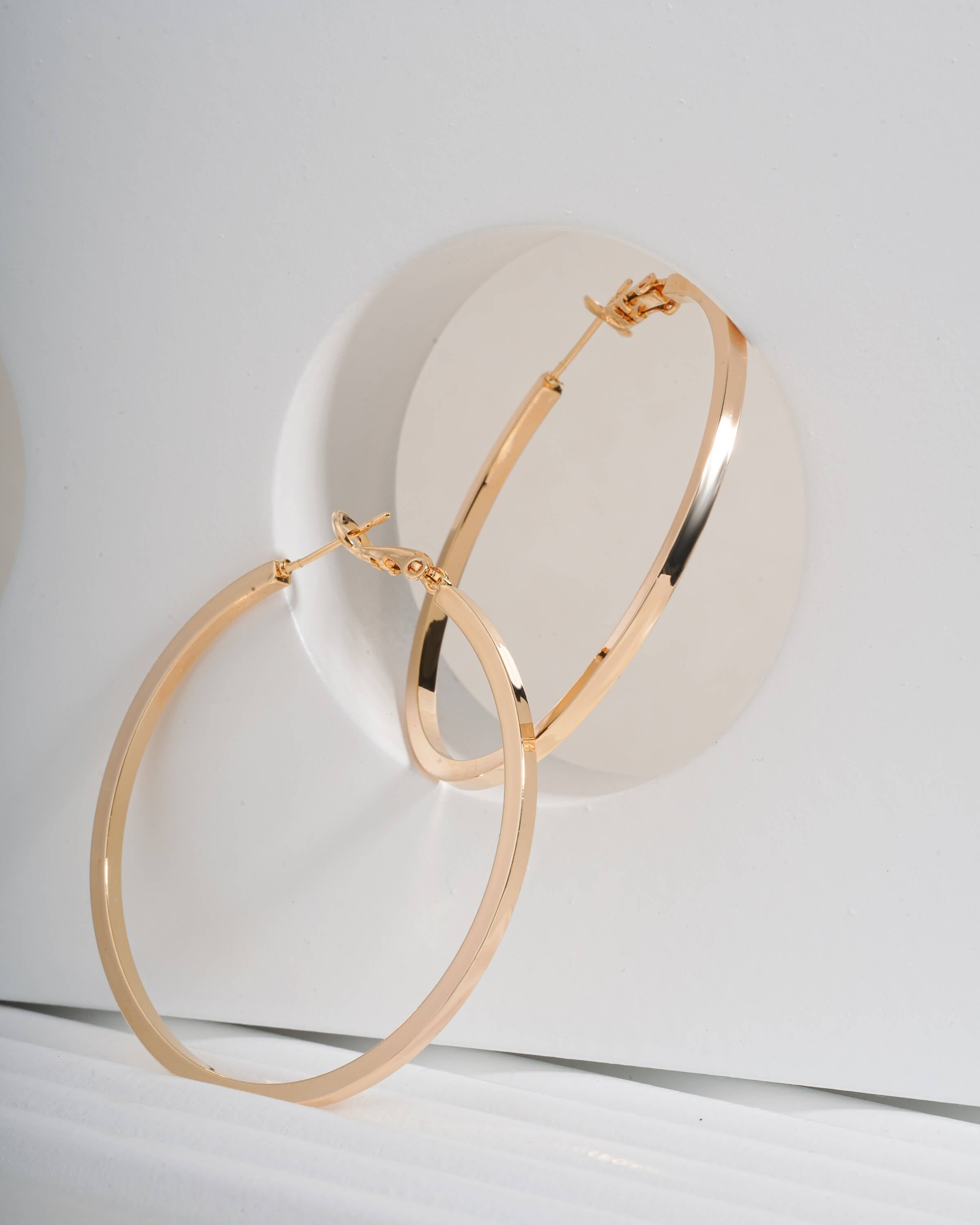 Modern Gold-Toned Flat Hoop Earrings