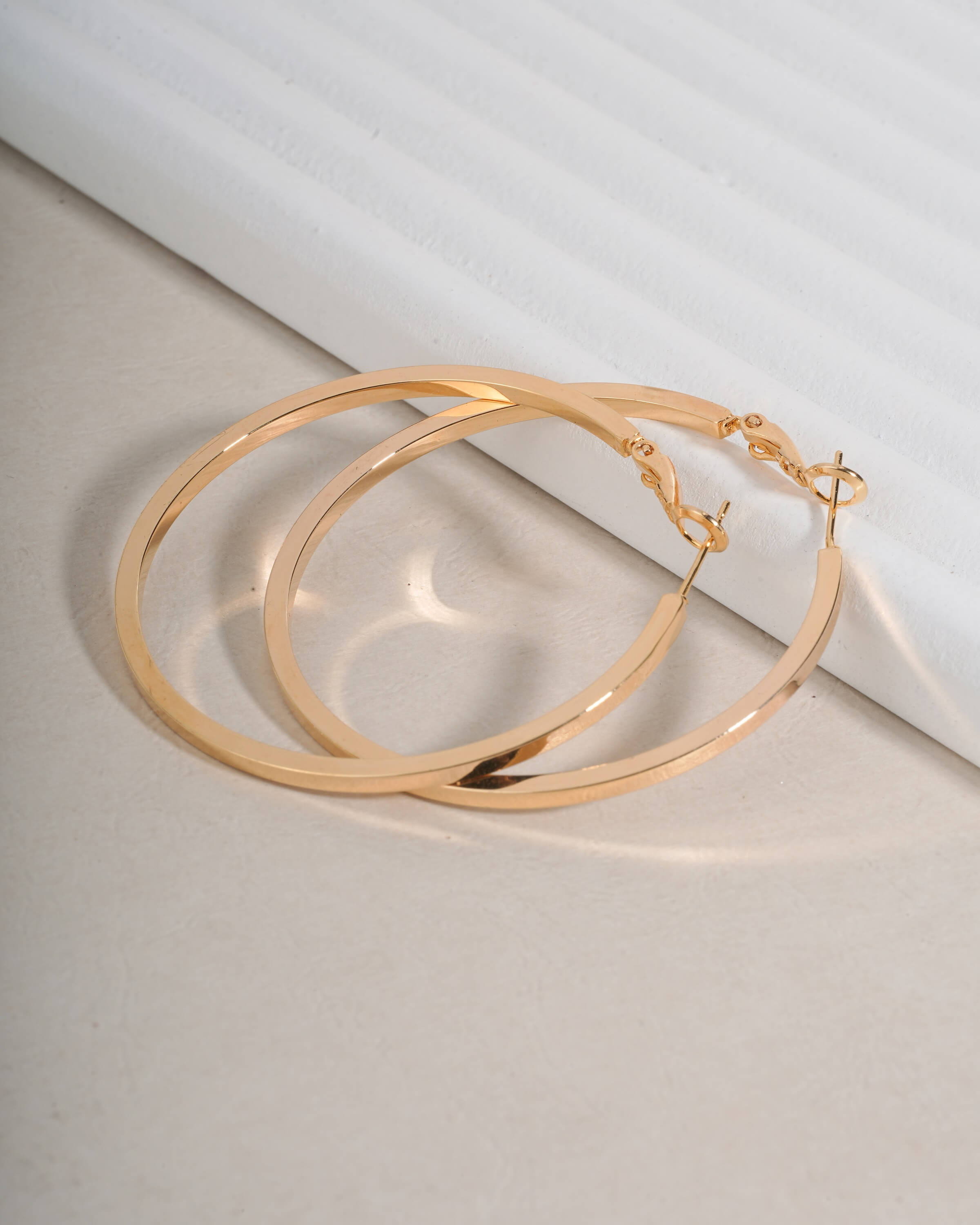 Modern Gold-Toned Flat Hoop Earrings