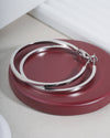 Modern Silver-Toned Flat Hoop Earrings