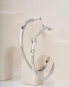 Modern Silver-Toned Flat Hoop Earrings