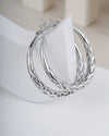 Silver Toned Braided Woven Hoop Earrings