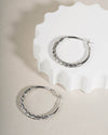 Silver Toned Braided Woven Hoop Earrings