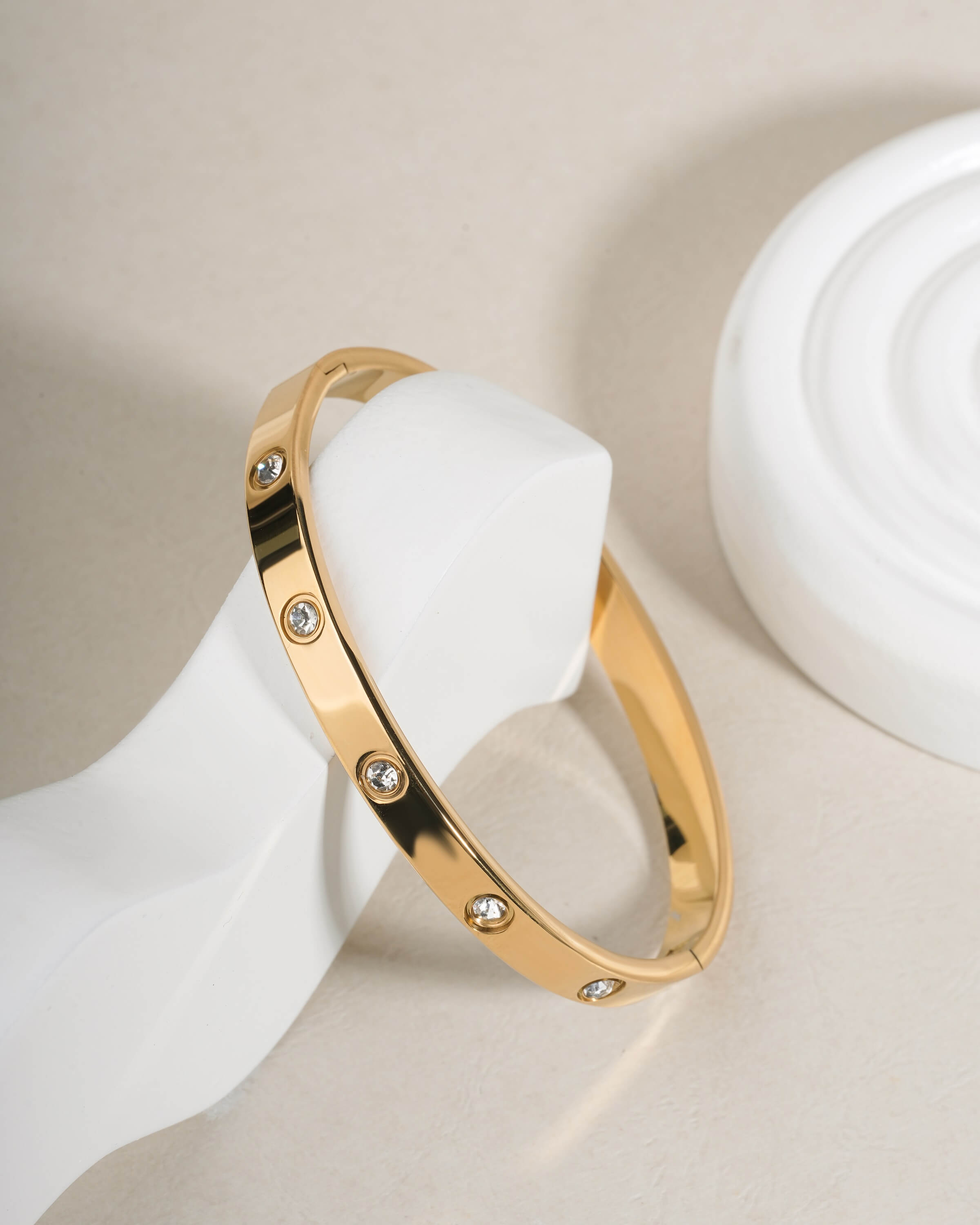 Elegant Gold Bangle with Crystal Accents