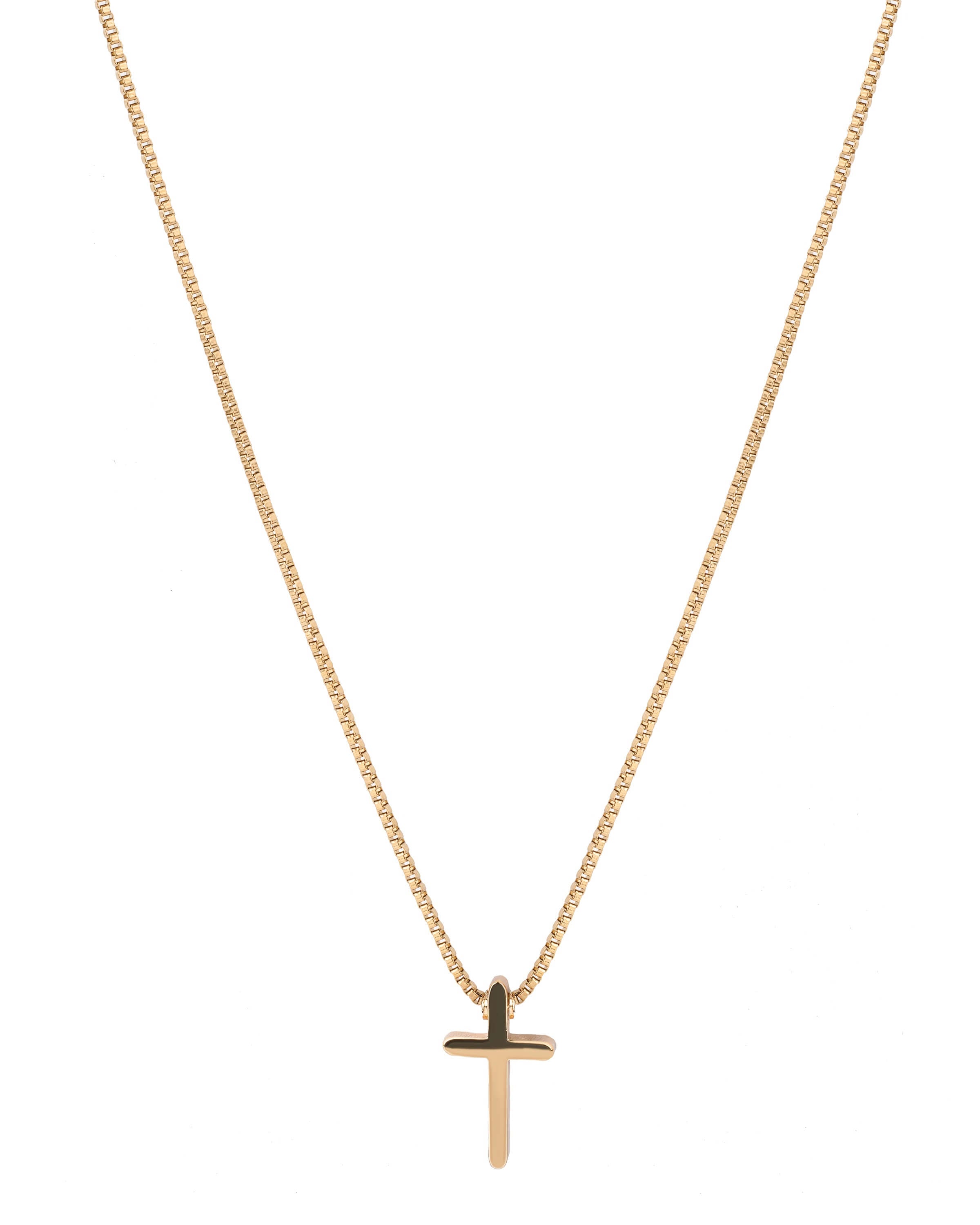 Delicate Cross Pendant Necklace in Yellow Gold Tone