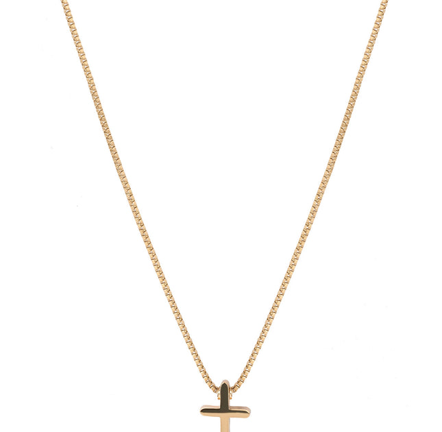 Delicate Cross Pendant Necklace in Yellow Gold Tone