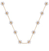 Delicate Pearl Flower Necklace in Gold Tone