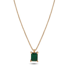 Elegant Necklace with Green Emerald Cut Pendant