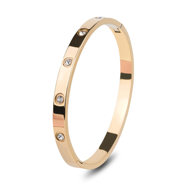 Elegant Gold Bangle with Crystal Accents