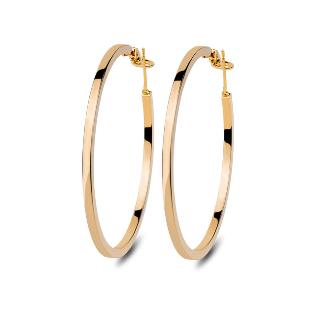 Modern Gold-Toned Flat Hoop Earrings