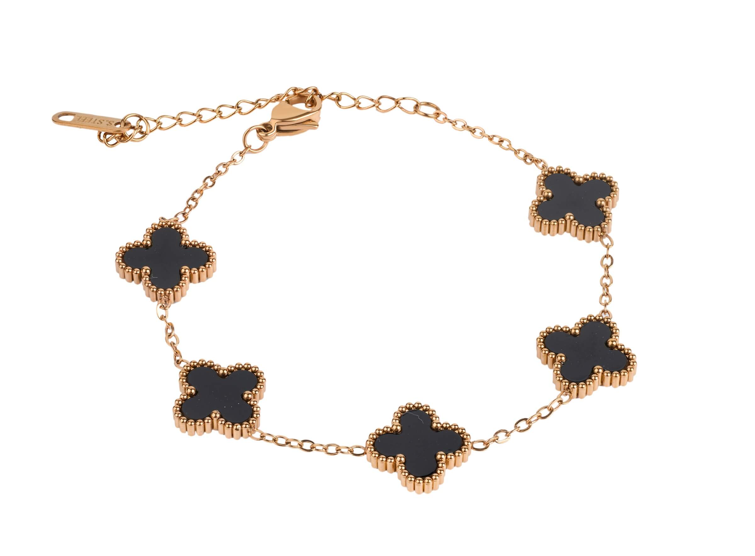 Lucky Black & Gold Clover Bracelet