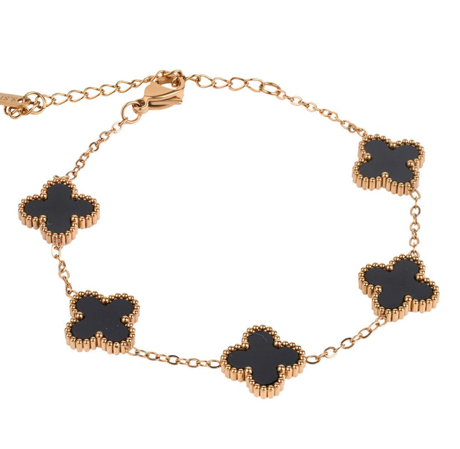 Lucky Black & Gold Clover Bracelet