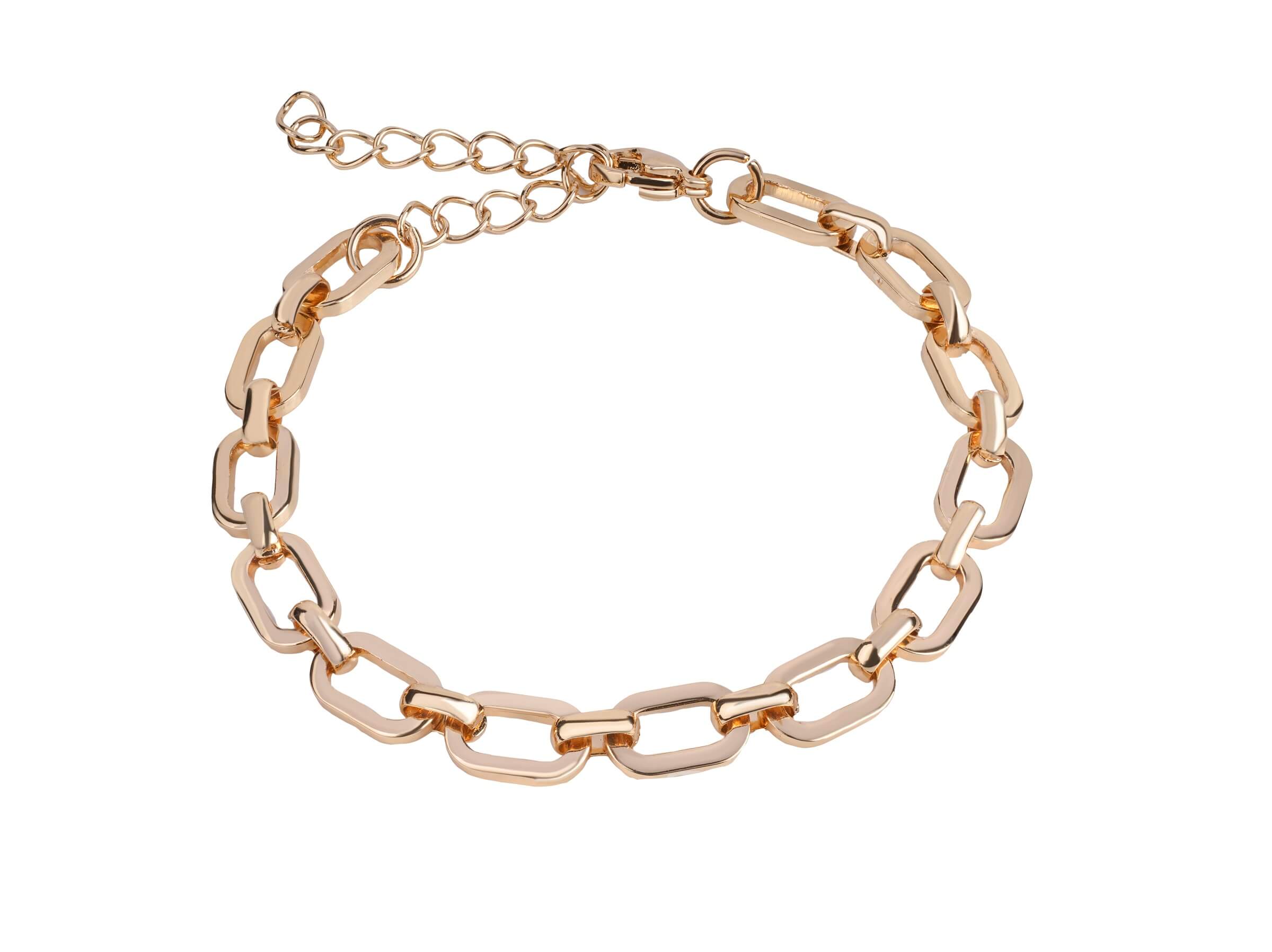 Bold Interlocking Link Bracelet in Gold Tone