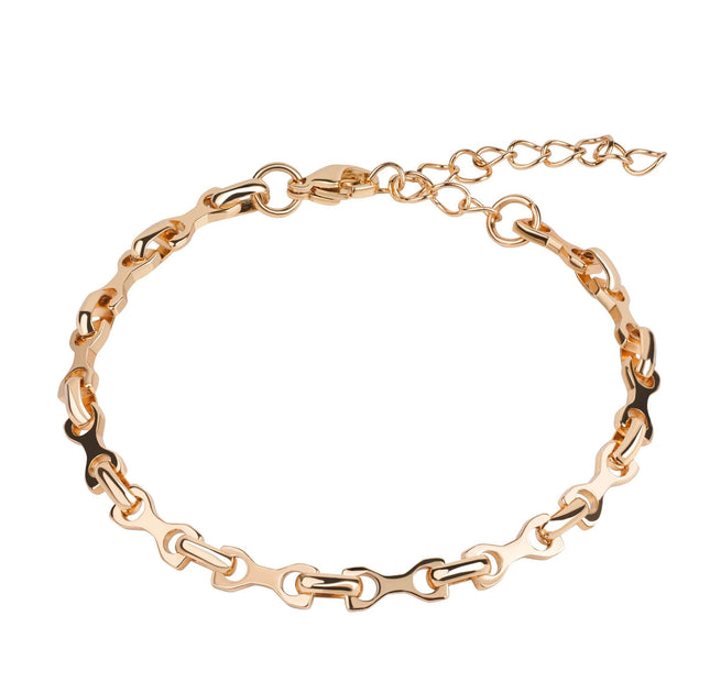 Modern Flat Oval Link Chain Bracelet in Gold Tone