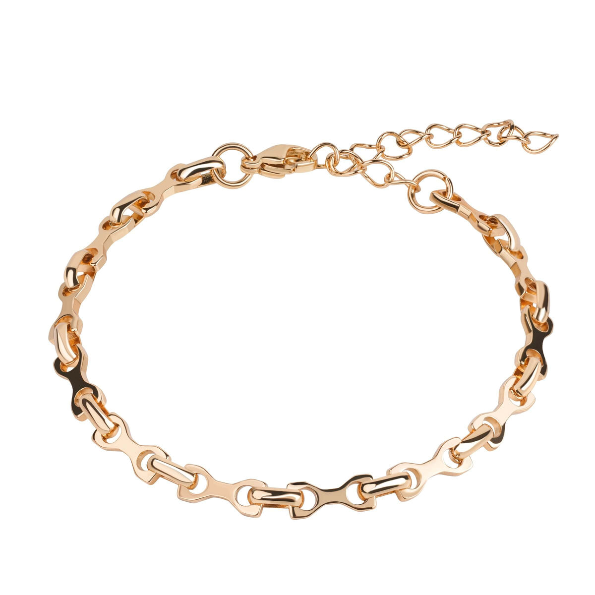 Modern Flat Oval Link Chain Bracelet in Gold Tone