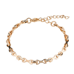 Modern Flat Oval Link Chain Bracelet in Gold Tone
