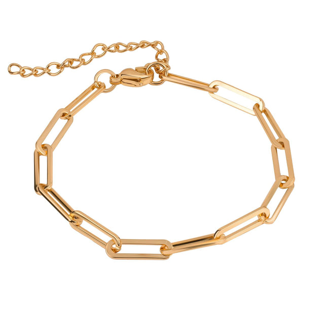 Modern Paperclip Chain Bracelet in Gold Tone
